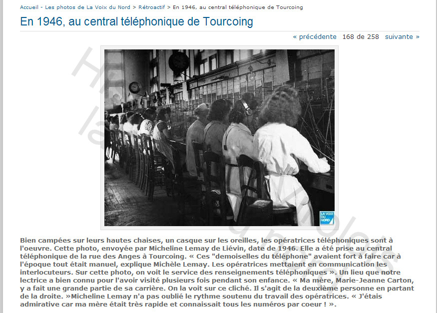En 1946, au central téléphonique de Tourcoing -- photos.lavoix.com copie