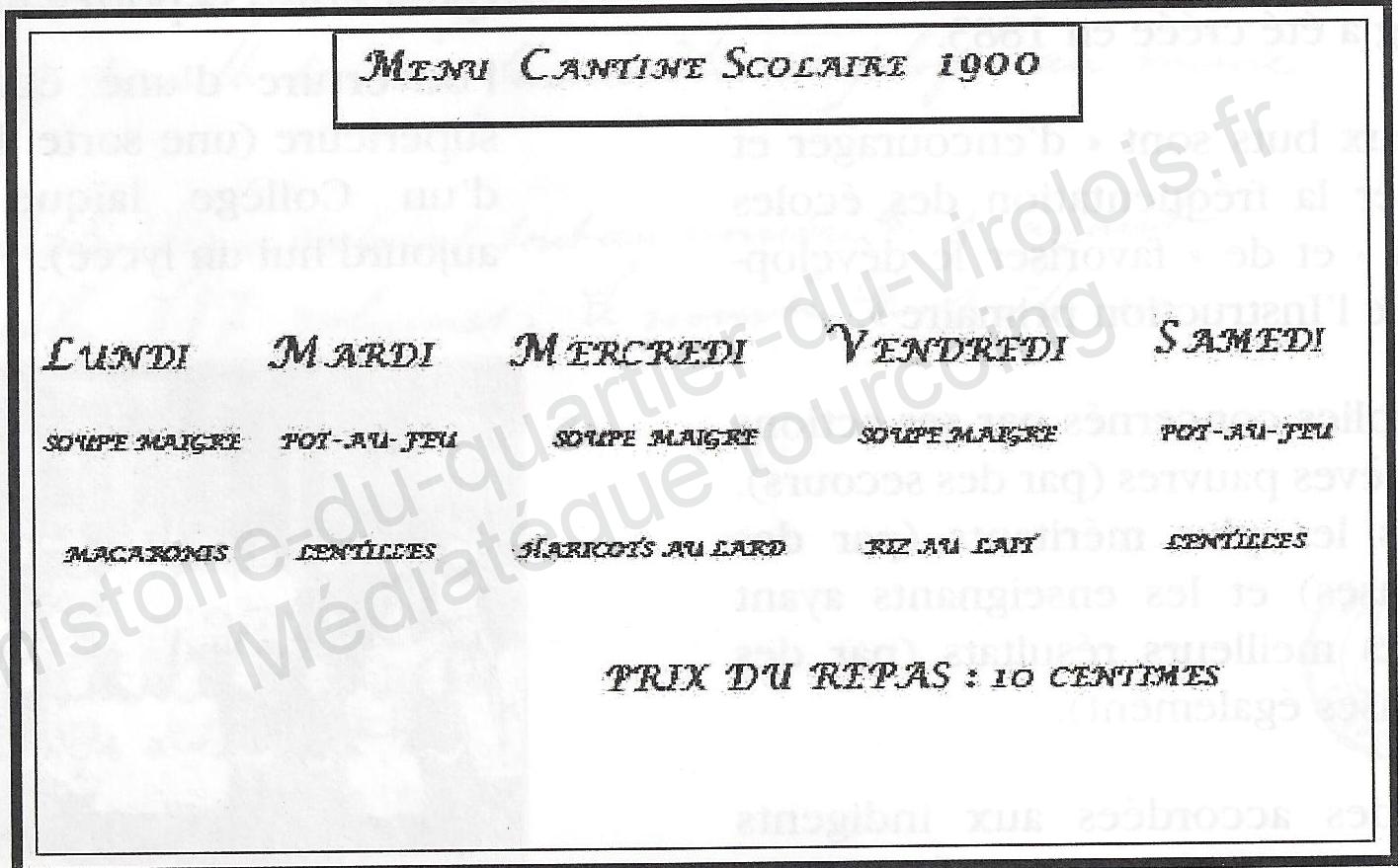 menu ecole 1900