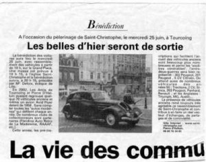 Bénédiction des voitures Saint Christophe Tourcoing 59200 La Voix du Nord, 1998  Les belles d'hier