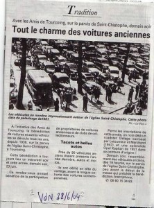 Bénédiction des voitures Saint Christophe Tourcoing 59200, La Voix du Nord 22 juin 2004