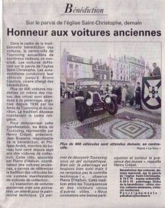 Bénédiction des voitures Saint Christophe Tourcoing 59200, La voix du Nord 21 juin 2005