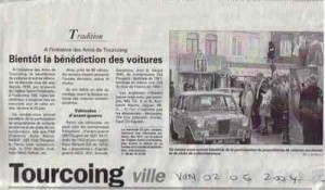 Bénédiction des voitures Saint Christophe Tourcoing 59200 La voix du nord 2 juin 2004