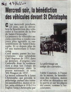 Bénédiction des voitures Saint Christophe Tourcoing 59200 Nord-Eclair 19 juin 2004