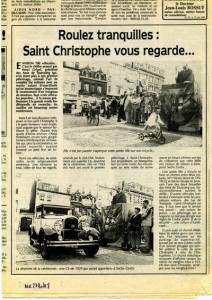 Bénédiction des voitures Saint Christophe Tourcoing 59200  Nord Eclair juin 1998  ROulez tranquilles !