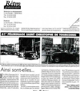 Bénédiction des voitures Saint Christophe Tourcoing 59200, Rétro-Passion Août 1998